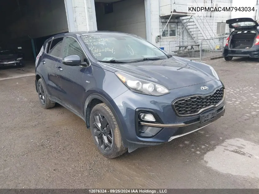 2021 Kia Sportage VIN: KNDPMCAC4M7943034 Lot: 12076324