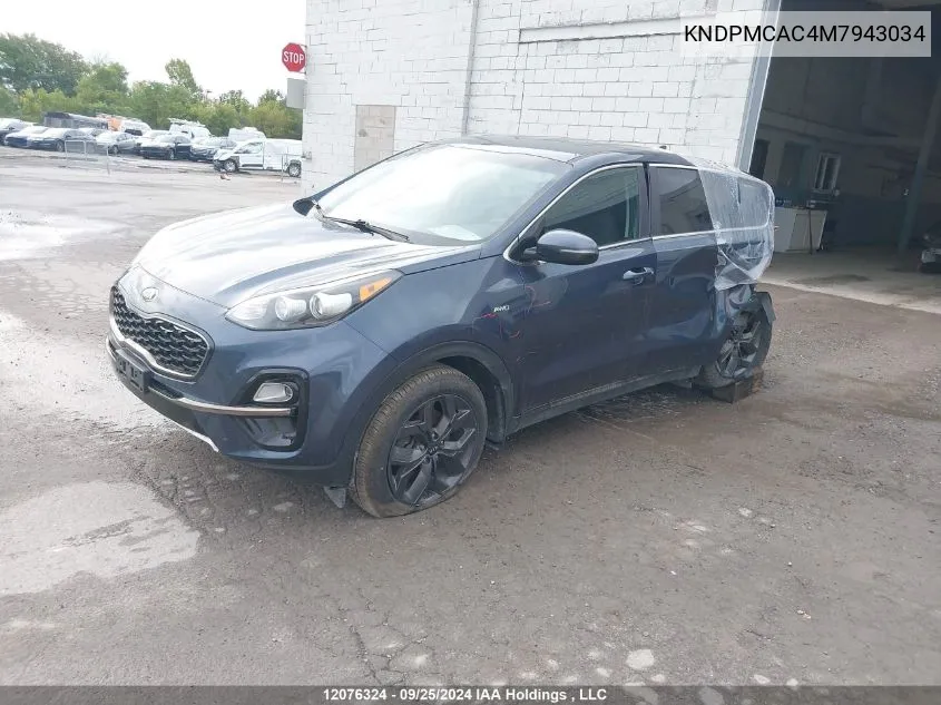 2021 Kia Sportage VIN: KNDPMCAC4M7943034 Lot: 12076324