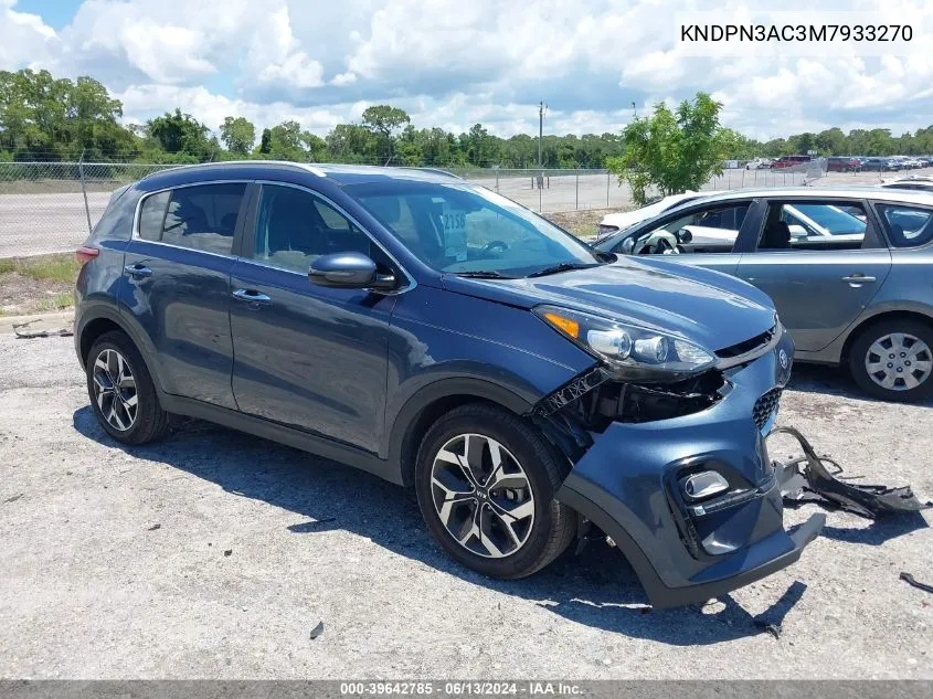 2021 Kia Sportage Ex VIN: KNDPN3AC3M7933270 Lot: 39642785