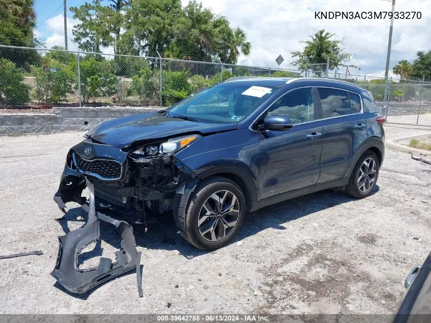 2021 Kia Sportage Ex VIN: KNDPN3AC3M7933270 Lot: 39642785