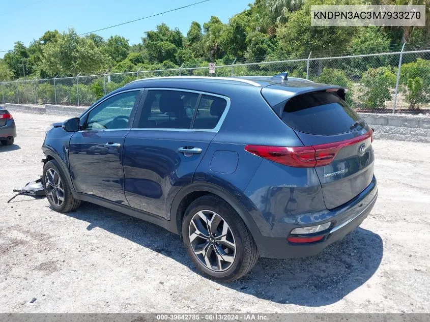 2021 Kia Sportage Ex VIN: KNDPN3AC3M7933270 Lot: 39642785