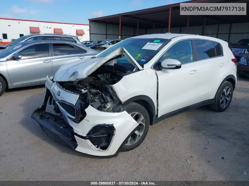 2021 Kia Sportage Lx VIN: KNDPM3AC3M7917136 Lot: 39980537