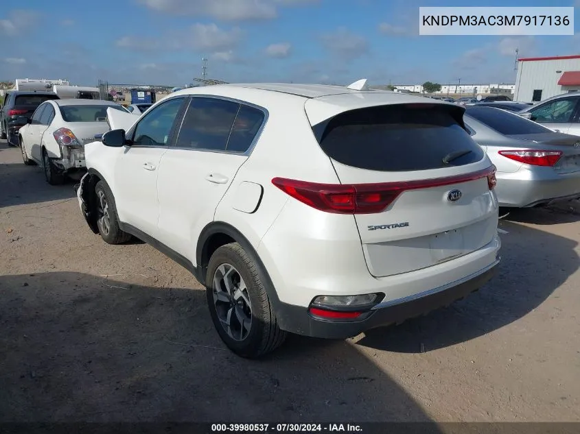 2021 Kia Sportage Lx VIN: KNDPM3AC3M7917136 Lot: 39980537