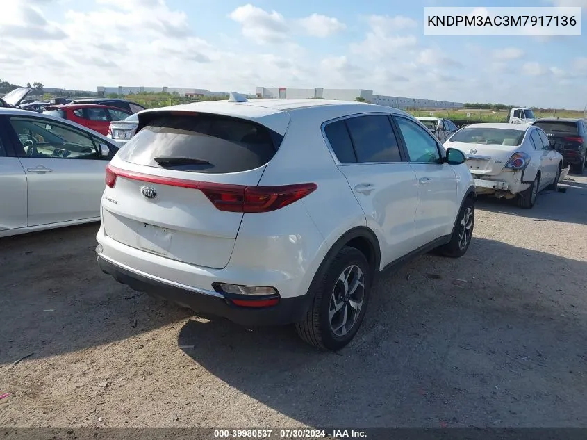 2021 Kia Sportage Lx VIN: KNDPM3AC3M7917136 Lot: 39980537