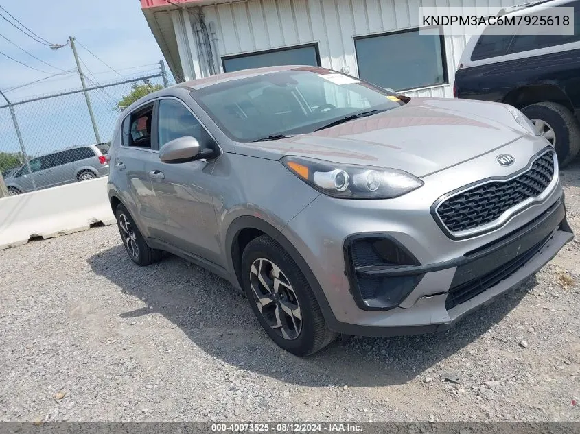 2021 Kia Sportage Lx VIN: KNDPM3AC6M7925618 Lot: 40073525