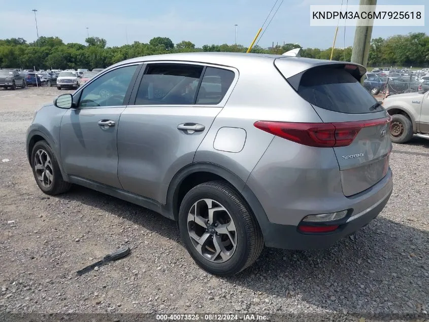 2021 Kia Sportage Lx VIN: KNDPM3AC6M7925618 Lot: 40073525