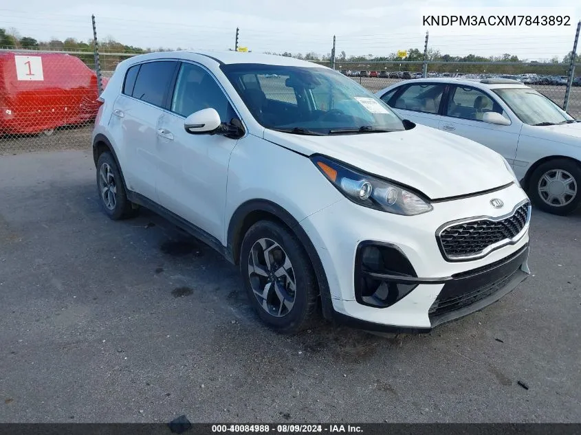 2021 Kia Sportage Lx VIN: KNDPM3ACXM7843892 Lot: 40084988