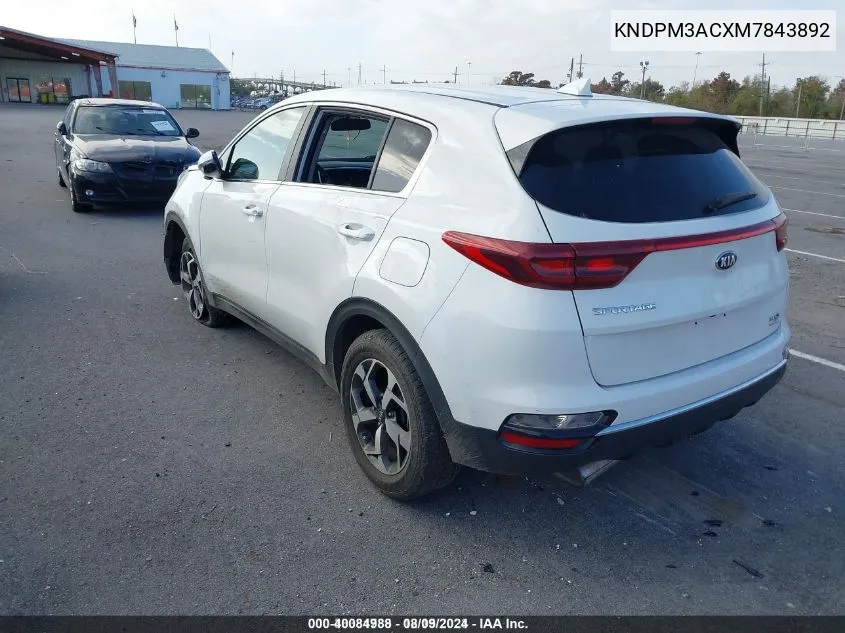 2021 Kia Sportage Lx VIN: KNDPM3ACXM7843892 Lot: 40084988