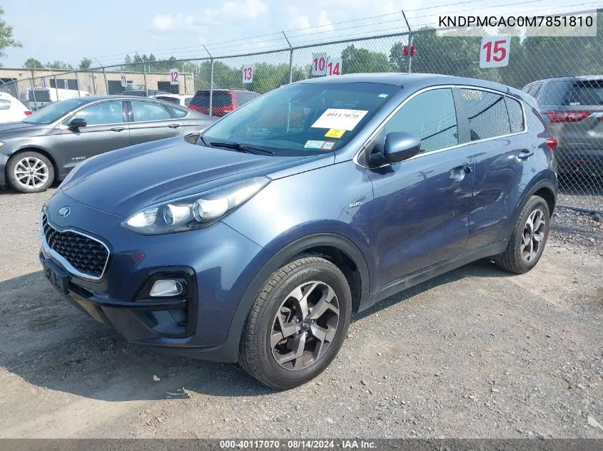 2021 Kia Sportage Lx VIN: KNDPMCAC0M7851810 Lot: 40117070