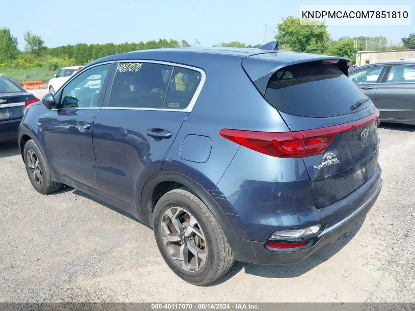 2021 Kia Sportage Lx VIN: KNDPMCAC0M7851810 Lot: 40117070