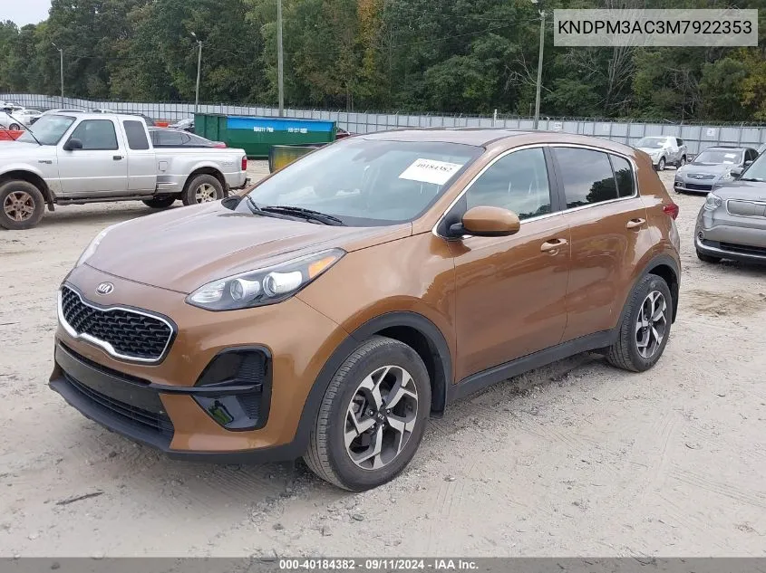 2021 Kia Sportage Lx VIN: KNDPM3AC3M7922353 Lot: 40184382