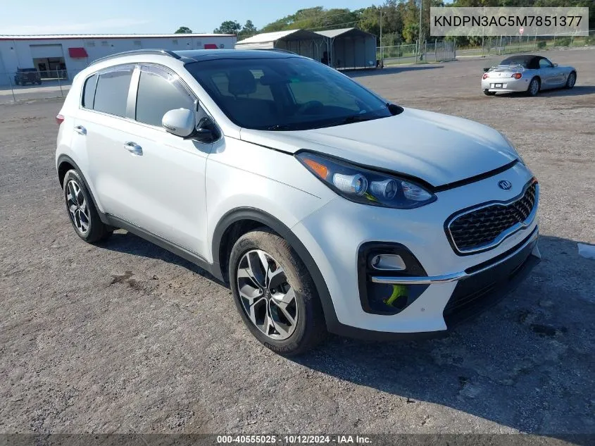 2021 Kia Sportage Ex VIN: KNDPN3AC5M7851377 Lot: 40555025