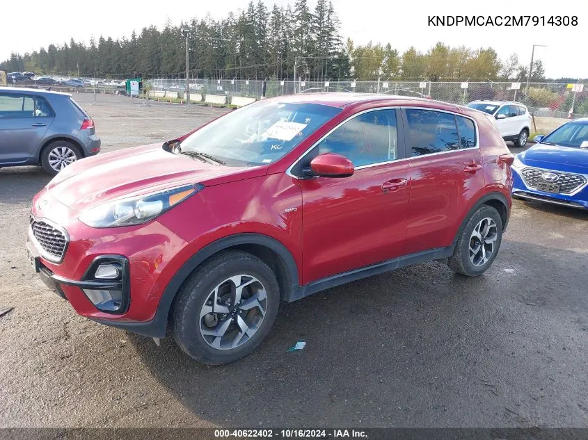 2021 Kia Sportage Lx VIN: KNDPMCAC2M7914308 Lot: 40622402