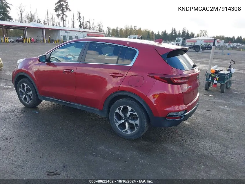 2021 Kia Sportage Lx VIN: KNDPMCAC2M7914308 Lot: 40622402