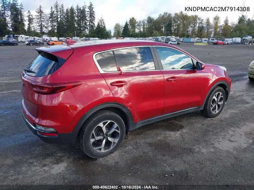 2021 Kia Sportage Lx VIN: KNDPMCAC2M7914308 Lot: 40622402