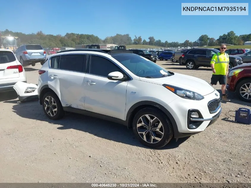 2021 Kia Sportage Ex VIN: KNDPNCAC1M7935194 Lot: 40645230