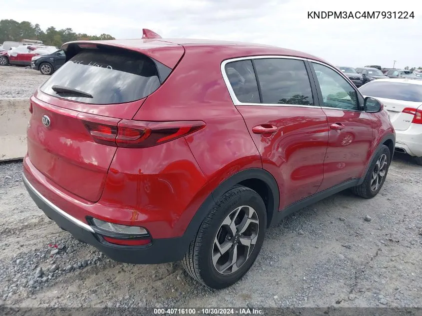 2021 Kia Sportage Lx VIN: KNDPM3AC4M7931224 Lot: 40716100