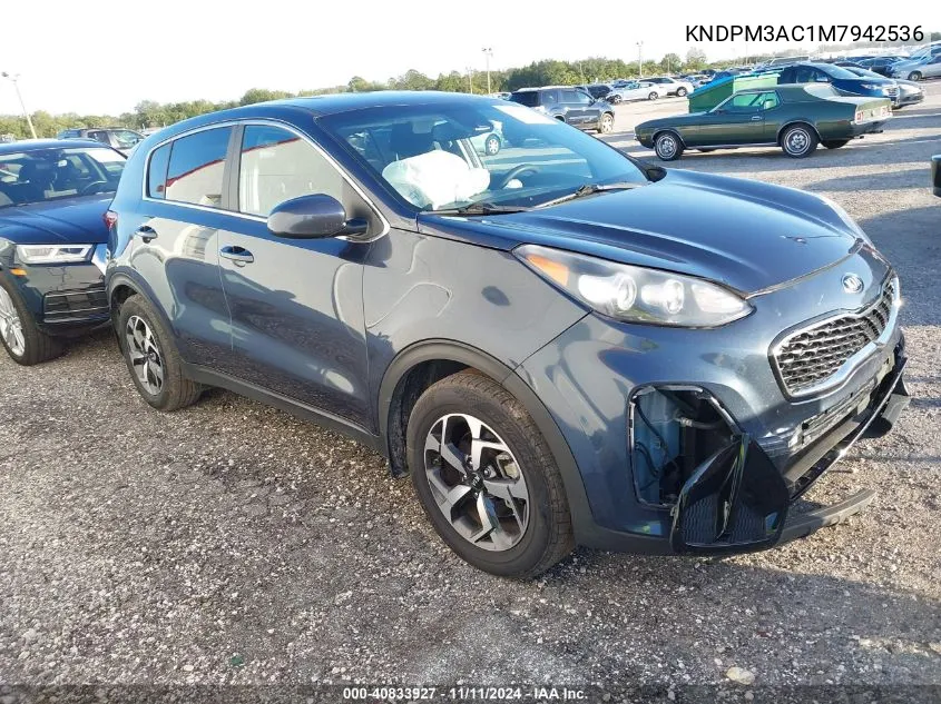 2021 Kia Sportage Lx VIN: KNDPM3AC1M7942536 Lot: 40833927