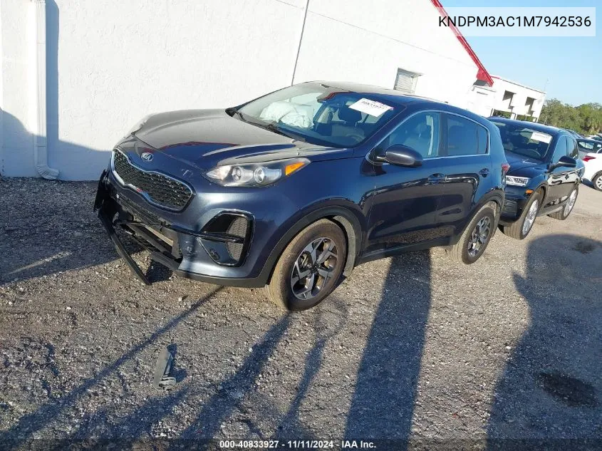 2021 Kia Sportage Lx VIN: KNDPM3AC1M7942536 Lot: 40833927