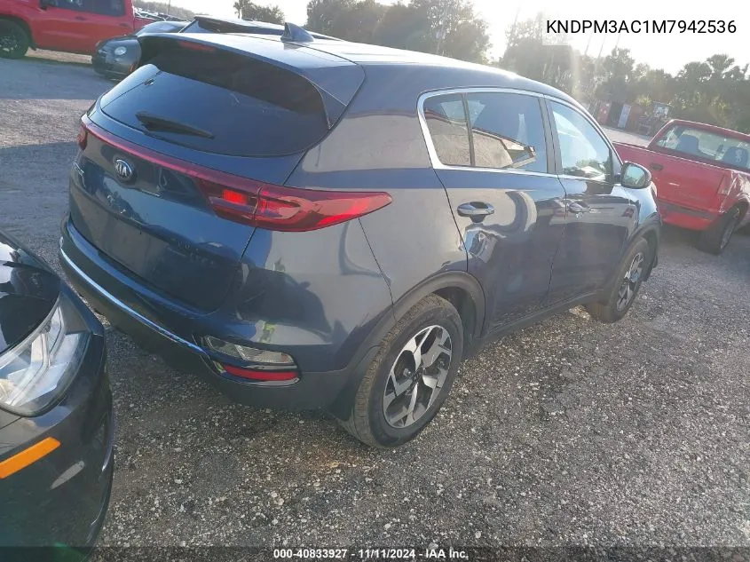 2021 Kia Sportage Lx VIN: KNDPM3AC1M7942536 Lot: 40833927