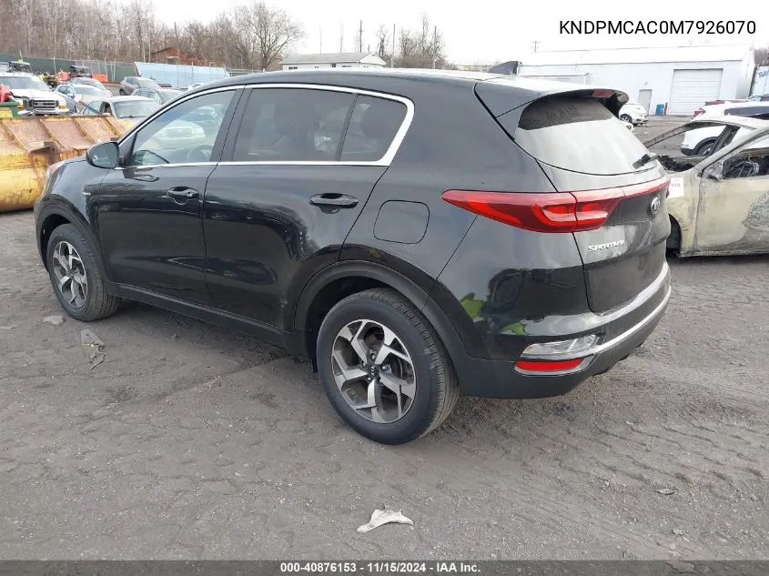 2021 Kia Sportage Lx VIN: KNDPMCAC0M7926070 Lot: 40876153