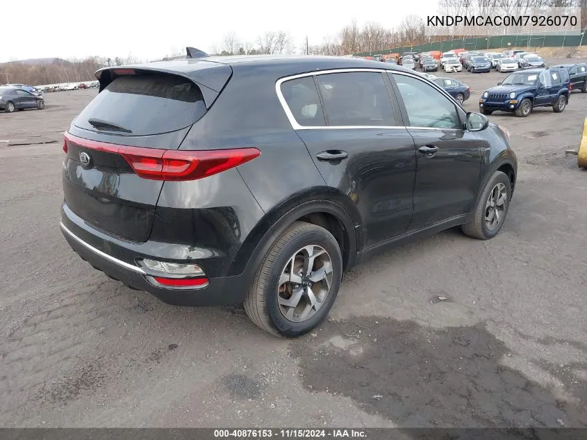 2021 Kia Sportage Lx VIN: KNDPMCAC0M7926070 Lot: 40876153