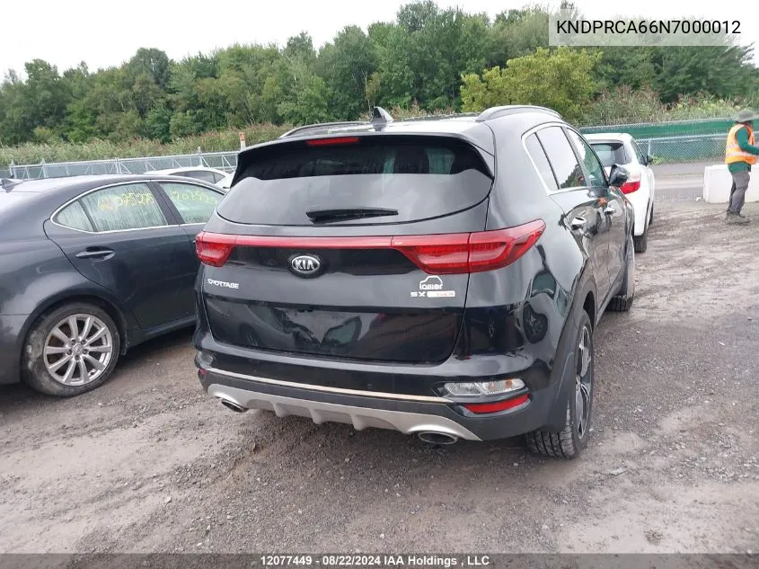 2022 Kia Sportage Sx VIN: KNDPRCA66N7000012 Lot: 12077449