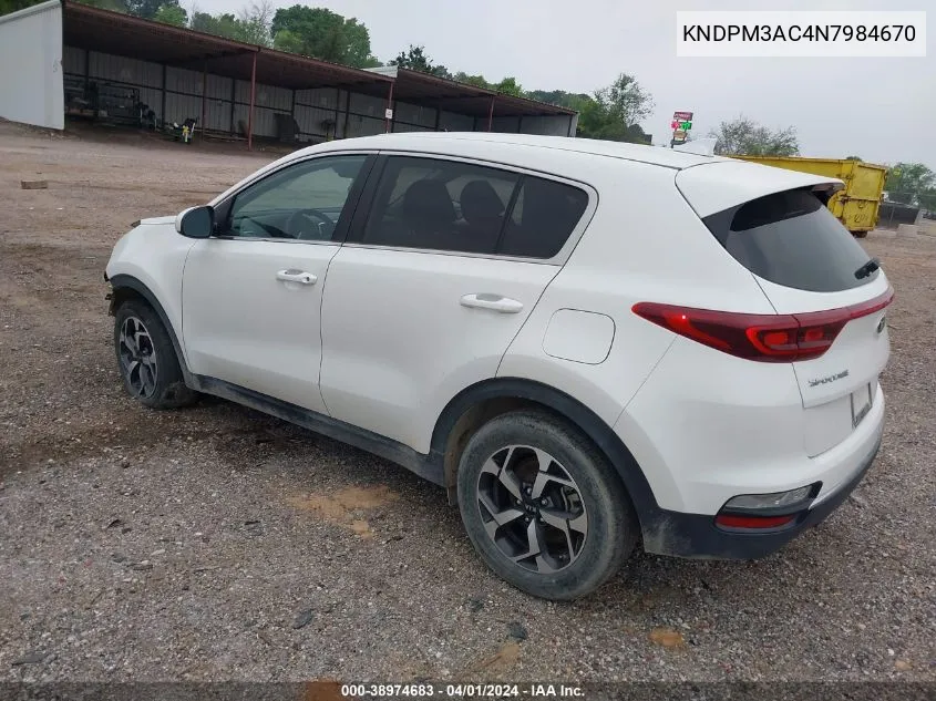 2022 Kia Sportage Lx VIN: KNDPM3AC4N7984670 Lot: 38974683