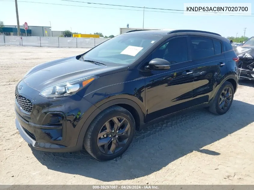 2022 Kia Sportage Nightfall Edition VIN: KNDP63AC8N7020700 Lot: 39297087