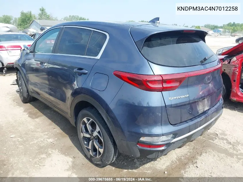 2022 Kia Sportage Lx VIN: KNDPM3AC4N7012258 Lot: 39675685