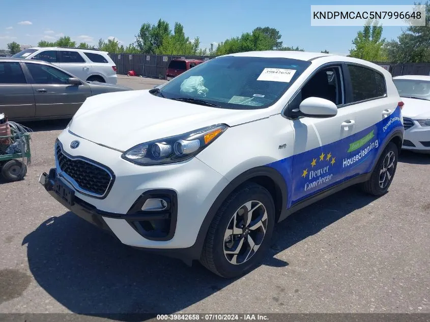 2022 Kia Sportage Lx VIN: KNDPMCAC5N7996648 Lot: 39842658