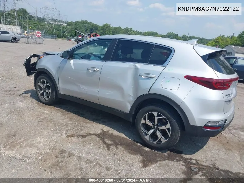 2022 Kia Sportage Lx VIN: KNDPM3AC7N7022122 Lot: 40010260