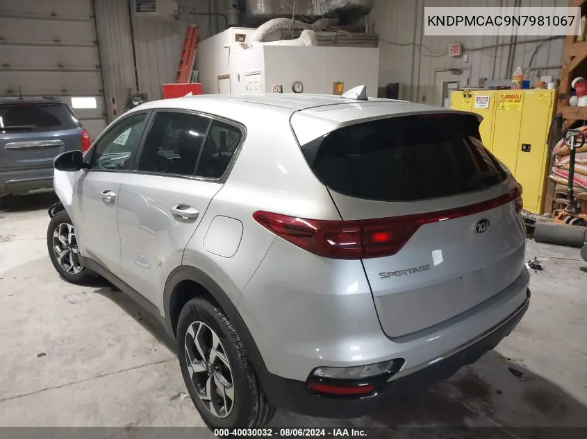 2022 Kia Sportage Lx VIN: KNDPMCAC9N7981067 Lot: 40030032