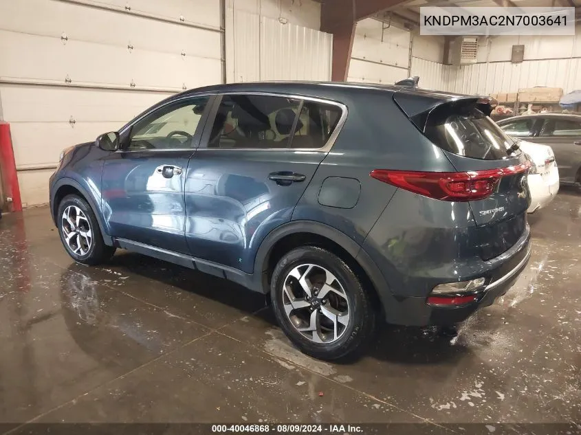 2022 Kia Sportage Lx VIN: KNDPM3AC2N7003641 Lot: 40046868