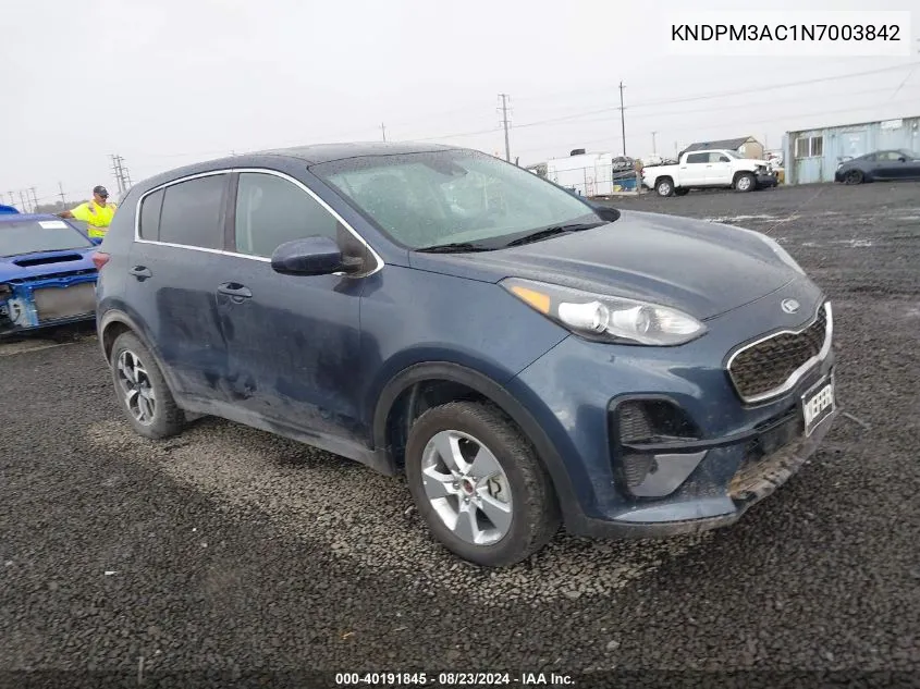 2022 Kia Sportage Lx VIN: KNDPM3AC1N7003842 Lot: 40191845