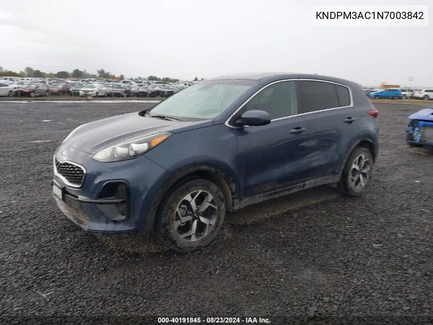 2022 Kia Sportage Lx VIN: KNDPM3AC1N7003842 Lot: 40191845