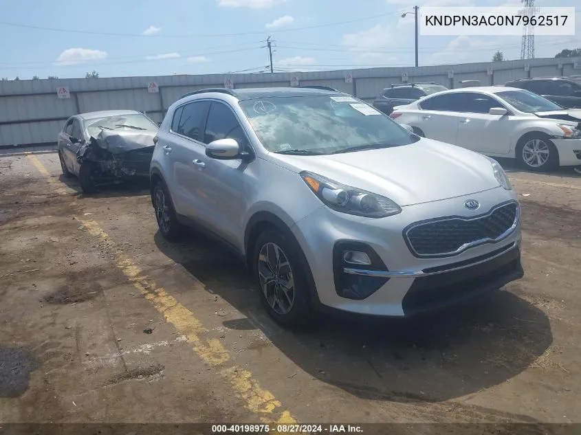 2022 Kia Sportage Ex VIN: KNDPN3AC0N7962517 Lot: 40198975