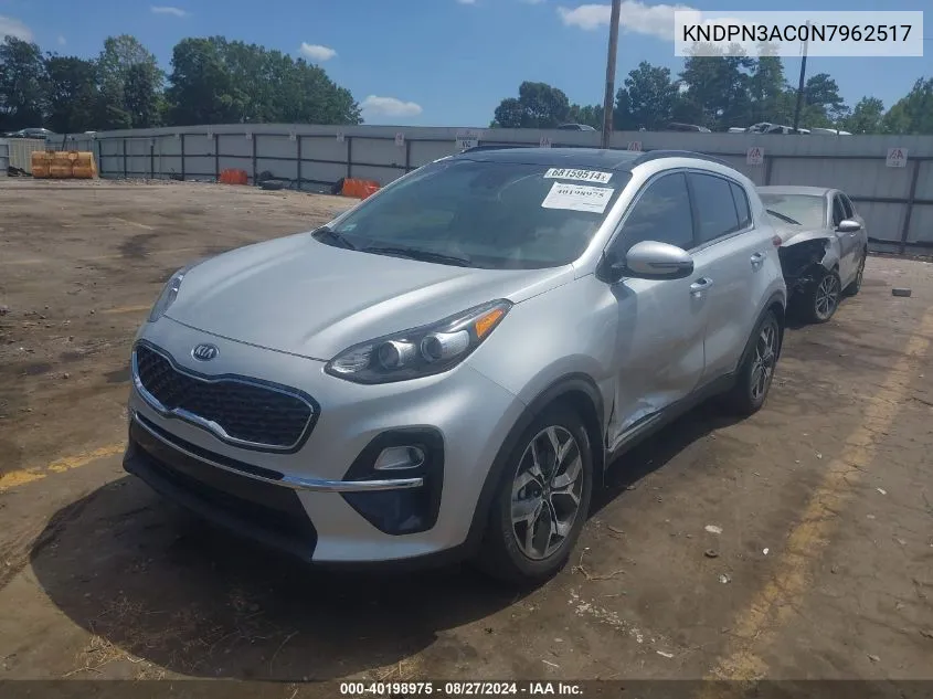 2022 Kia Sportage Ex VIN: KNDPN3AC0N7962517 Lot: 40198975