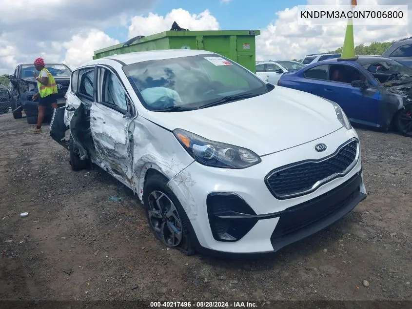 2022 Kia Sportage Lx VIN: KNDPM3AC0N7006800 Lot: 40217496