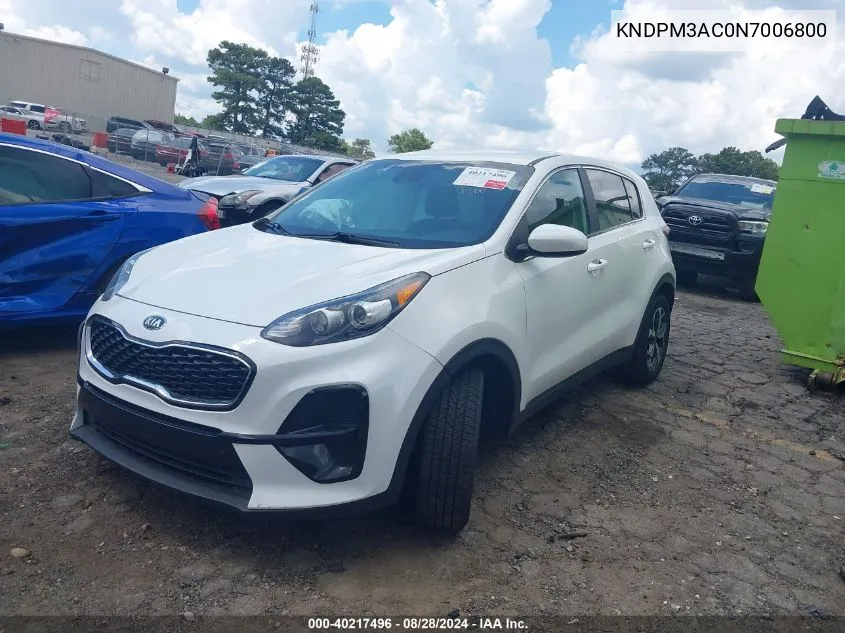 2022 Kia Sportage Lx VIN: KNDPM3AC0N7006800 Lot: 40217496