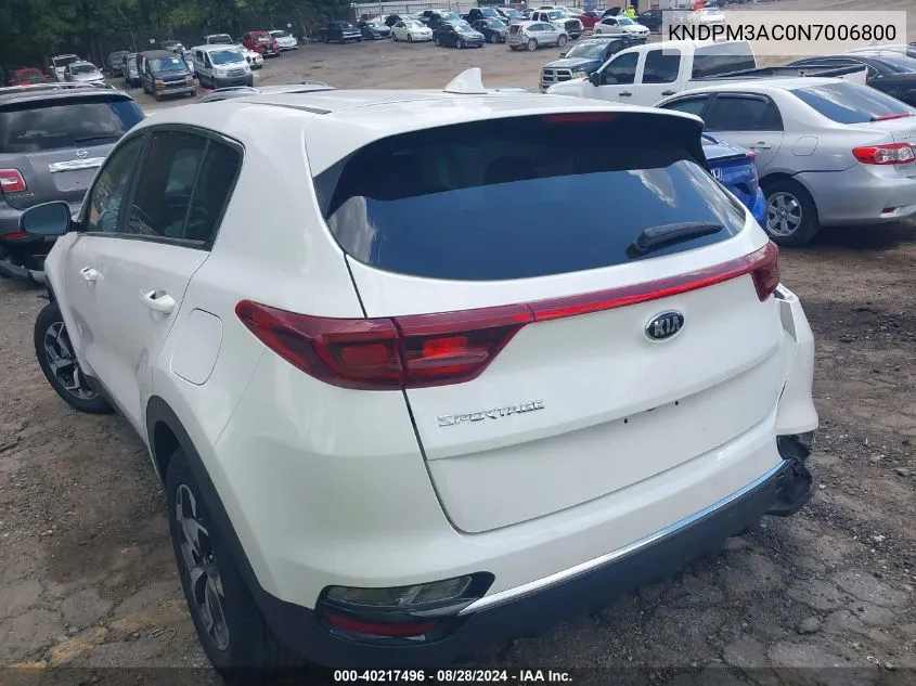 2022 Kia Sportage Lx VIN: KNDPM3AC0N7006800 Lot: 40217496