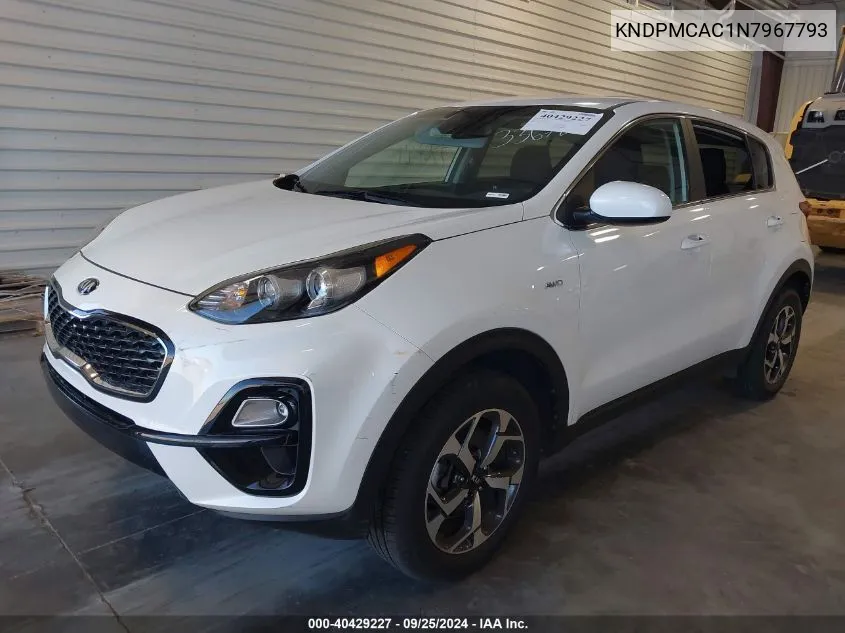 2022 Kia Sportage Lx VIN: KNDPMCAC1N7967793 Lot: 40429227