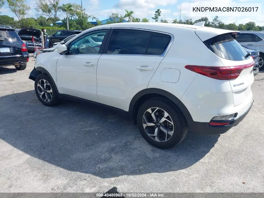 2022 Kia Sportage Lx VIN: KNDPM3AC8N7026017 Lot: 40480965