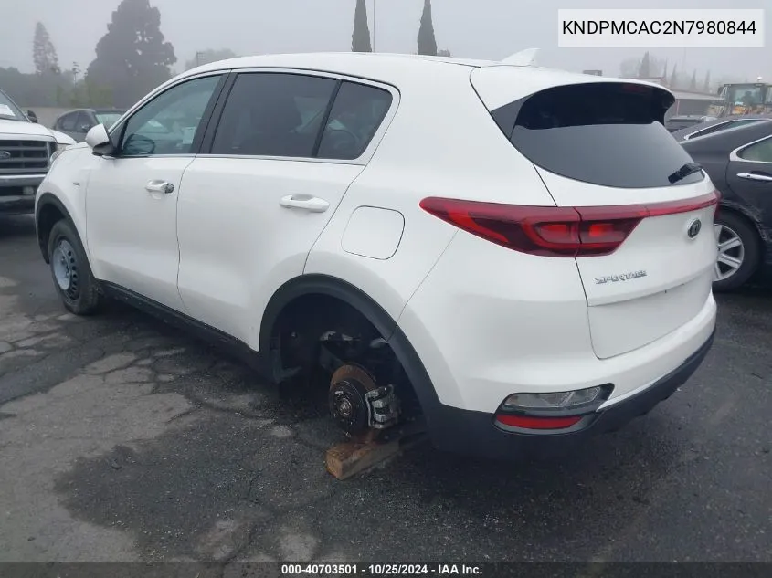 2022 Kia Sportage Lx VIN: KNDPMCAC2N7980844 Lot: 40703501