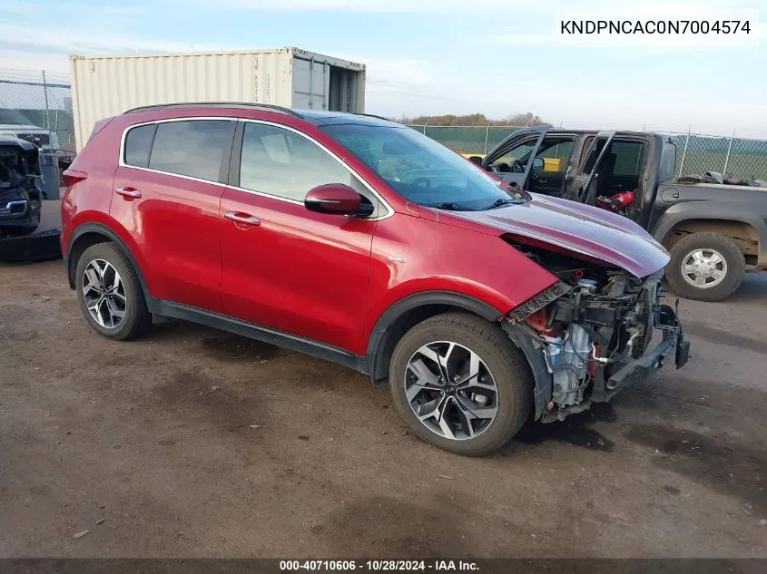 2022 Kia Sportage Ex VIN: KNDPNCAC0N7004574 Lot: 40710606