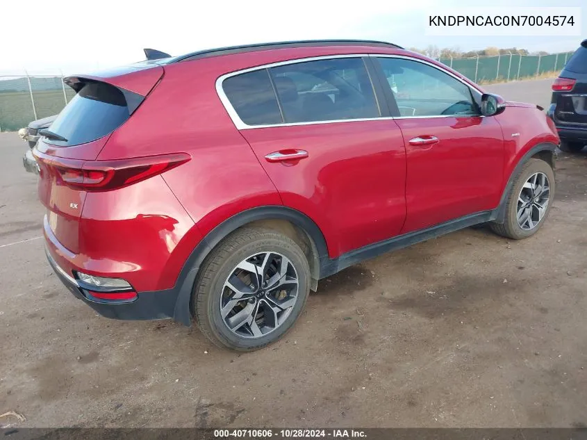 2022 Kia Sportage Ex VIN: KNDPNCAC0N7004574 Lot: 40710606