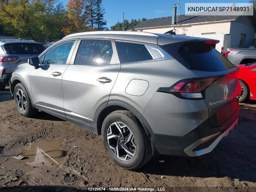 2023 Kia Sportage VIN: KNDPUCAF5P7148931 Lot: 12120574