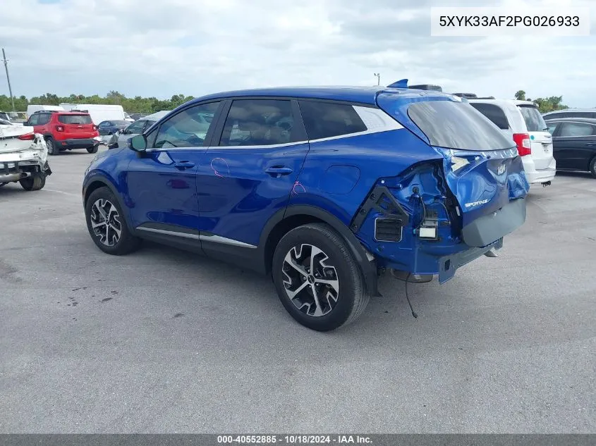 2023 Kia Sportage Ex VIN: 5XYK33AF2PG026933 Lot: 40552885