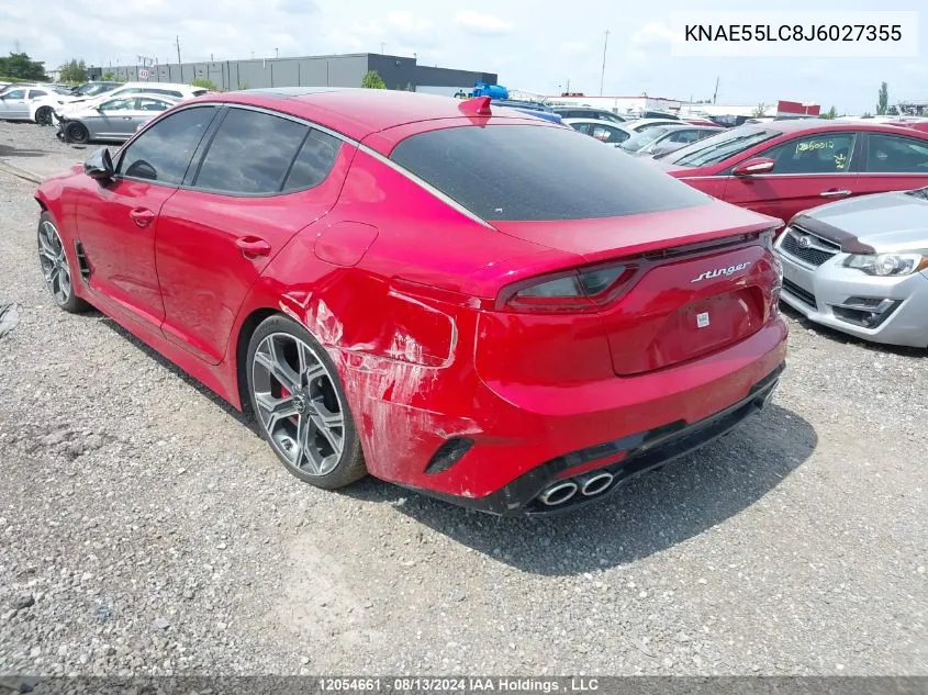 2018 Kia Stinger Gt2 VIN: KNAE55LC8J6027355 Lot: 12054661