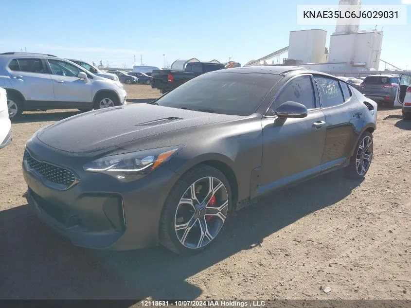 2018 Kia Stinger VIN: KNAE35LC6J6029031 Lot: 12118631